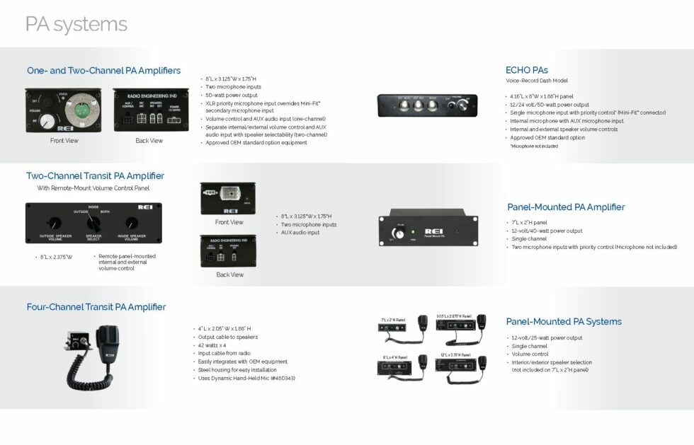 School Bus, Transit Bus & Truck Radio & PA Systems: Microphones